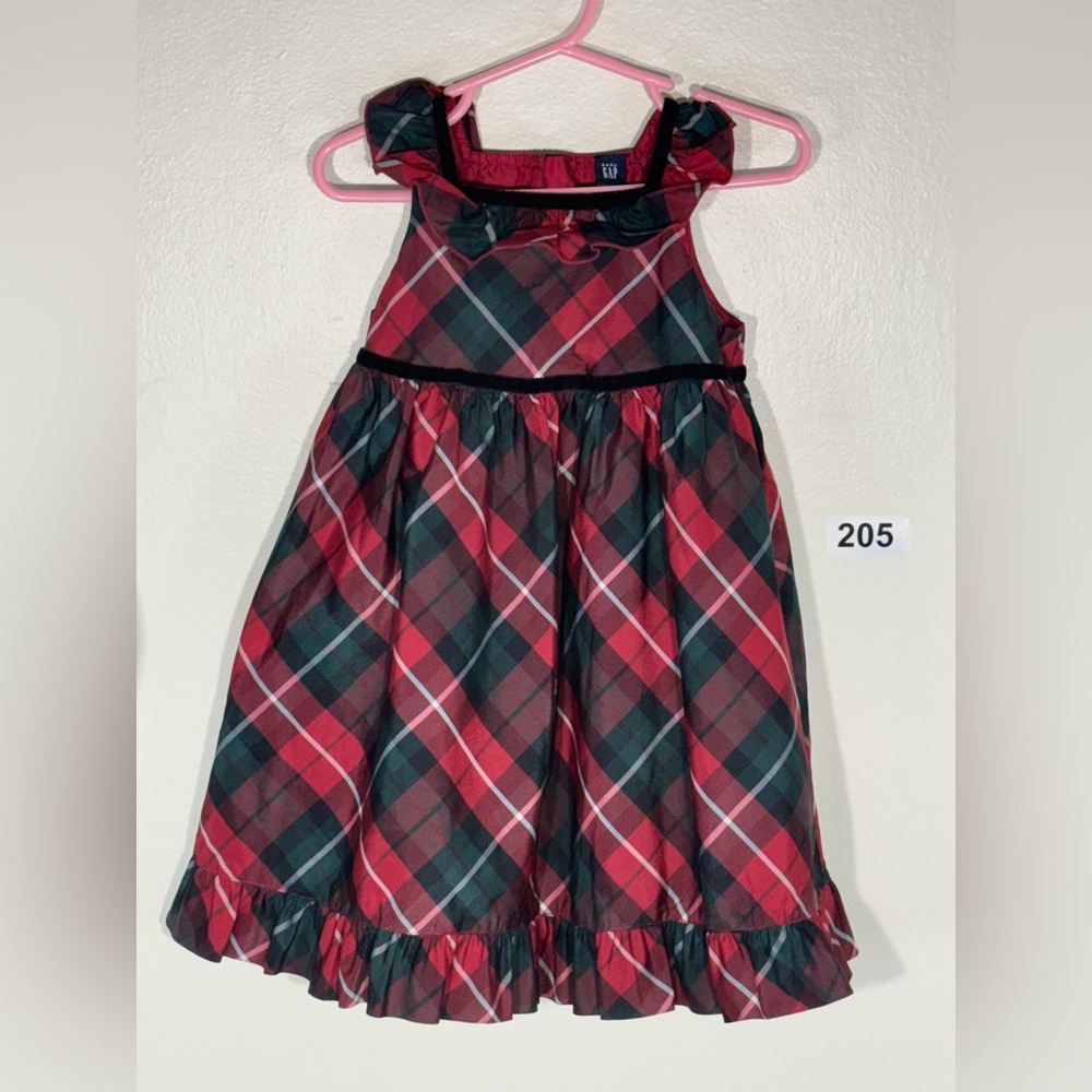 GAP Red and Green Plaid Kids Dress Size 3T